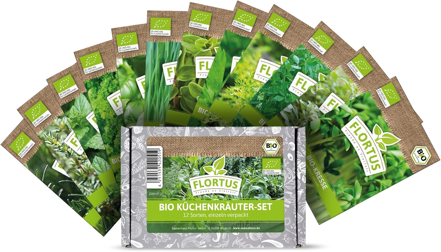 FLORTUS BIO Küchenkräuter Samen Set | 12 Sorten BIO Kräutersamen ...